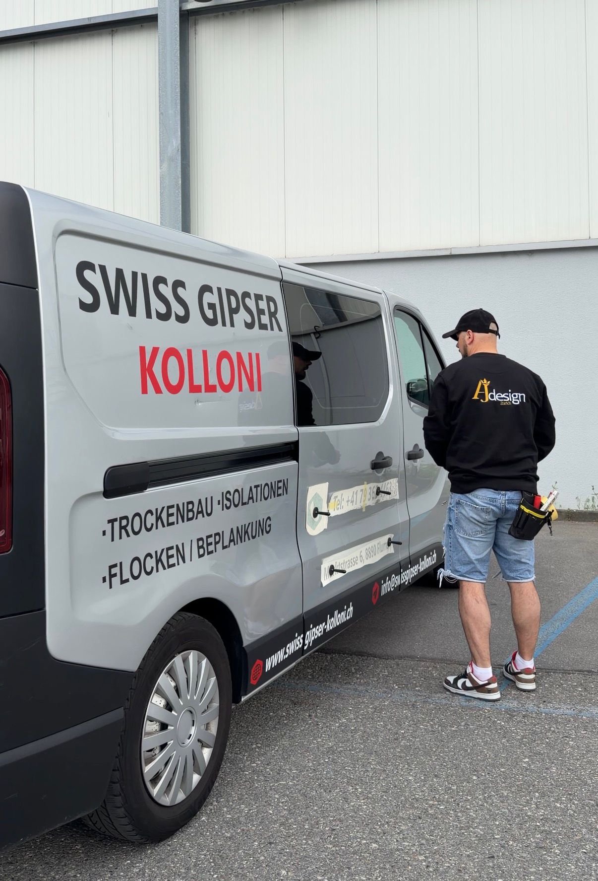 AJ Design Fahrzeugbeschriftung Swiss Gipser Kolloni